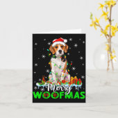 Carte Beagle Dog Merry Woofmas Funny Xmas Lights Santa H (Fleur jaune)