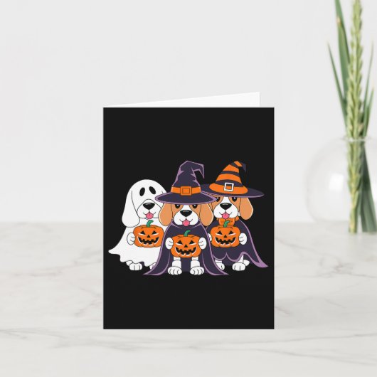 Carte Beagle Ghost Citrouille Halloween Conception Pour  (Devant)
