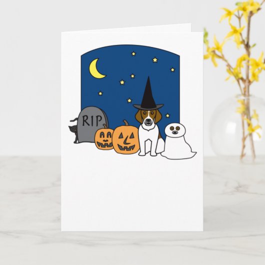 Carte Beagle Halloween (Fleur jaune)