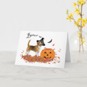 Carte Beagle Halloween (Fleur jaune)