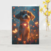 Carte Beagle joyeux Saint-Valentin Cœur Fleurs (Fleur jaune)