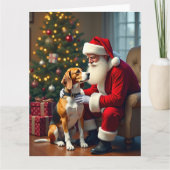 Carte Beagle Meets Santa Christmas Painting (Devant)