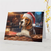 Carte Beagle Noël Cookies Festive Festive (Fleur jaune)