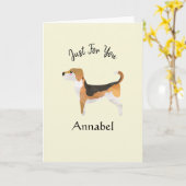 Carte Beagle personnalisé super mignon (Fleur jaune)