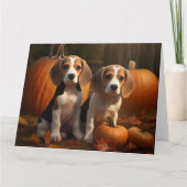 Carte Beagle Puppy Automne Citrouille de plaisir (Devant)