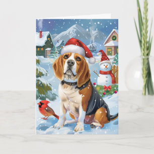 Carte Beagle Qu'il neige Noël Fêtes