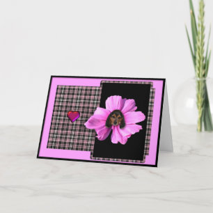 Carte Beagle rose de Saint-Valentin florissante