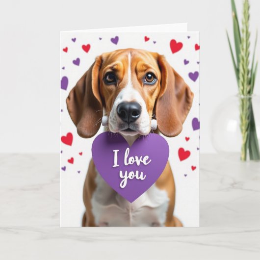 Carte Beagle Valentine I Love You Card (Devant)
