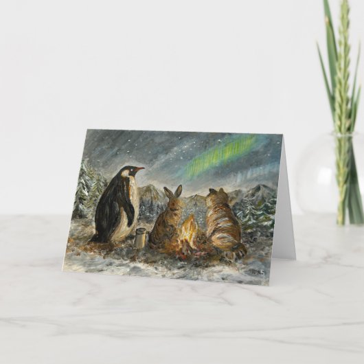 Carte Beam Lingering Whimsical Aurora Animals Painting (Devant)