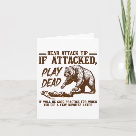 Carte Bear Attack Tip Play Dead Funny Camping Randonnée (Devant)