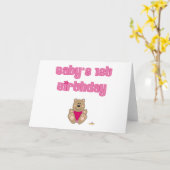 Carte Bear Brown mignonne Bib rose Bébé 1er anniversaire (Fleur jaune)