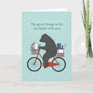 Carte Bear & Bunny sur Vélo aller pique-niquer amour mig