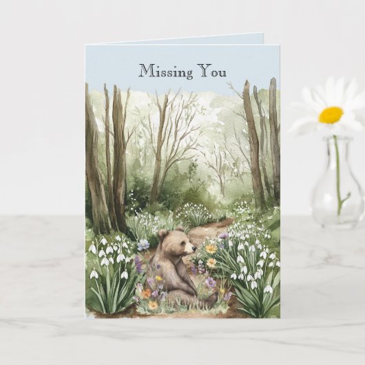 Carte Bear in the Woods Missing You (Petite plante)