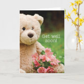 Carte Bearable Get Well Teddy Ours avec Fleurs, Religieu (Fleur jaune)