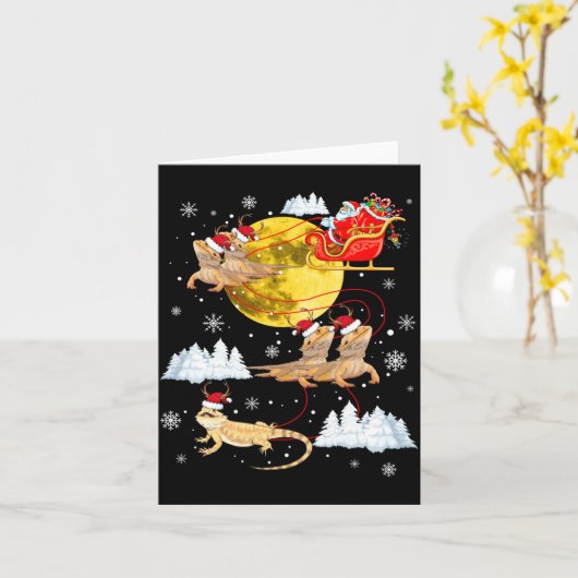 Carte Bearded Dragon Reindeer Christmas Pajama Santa Xma (Fleur jaune)