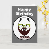 Carte Beardo panda heureux anniversaire (Fleur jaune)