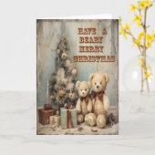 Carte Bears Grey Card Grungy Joyeux Noël (Fleur jaune)