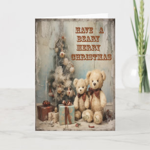 Carte Bears Grey Card Grungy Joyeux Noël