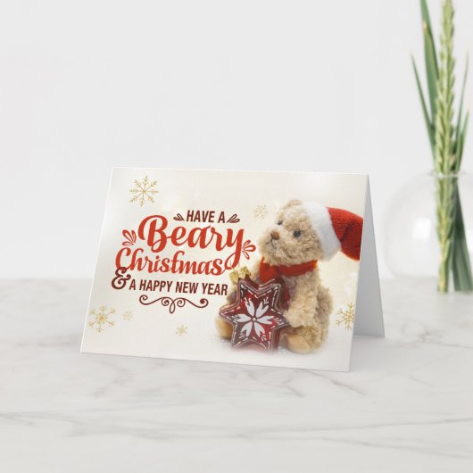 Carte Beary Christmas Holiday Bear Christmas Card Art (Devant)