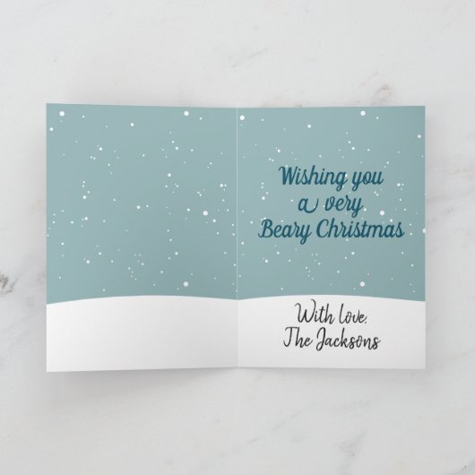 Carte Béary Noël avec dessin animé ours polaire (Intérieur)