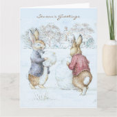 Carte Beatrix Potter Snowman et Bunnies Holiday (Devant)