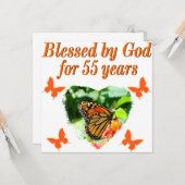 CARTE BEAU 55E ANNIVERSAIRE BOUTTERFLY (Devant/Arrière en situation)