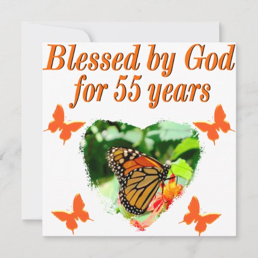 CARTE BEAU 55E ANNIVERSAIRE BOUTTERFLY (Devant)