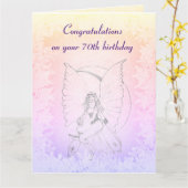 Carte Beau 70ème anniversaire design (Fleur jaune)