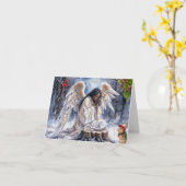 Carte Beau Ange de Noël afro-américain (Fleur jaune)