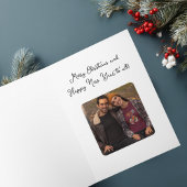 Carte Beau arc rouge & Père Noël, Simple Photo Noël