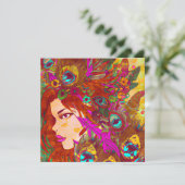 Carte Beau art Abstrait | Femmes avec plumes (Debout devant)