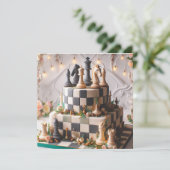 CARTE BEAU BLACK & WHITE CHESS THEMEME BANNIER GÂTEAU (Debout devant)