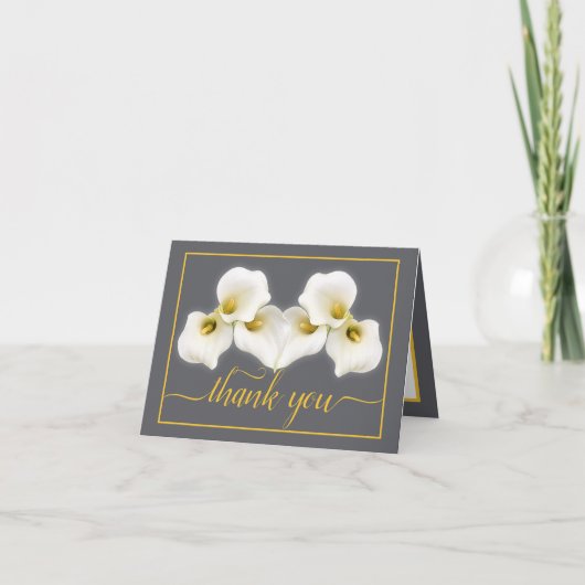 Carte Beau Blanc Calla Lilies Floral Chic Merci (Devant)