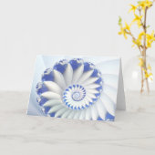 Carte Beau Bleu & Blancs Coquille Art Fractal fin (Fleur jaune)