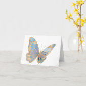 Carte Beau Bleu, violet et BLANC à papillon argenté (Fleur jaune)