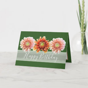 Carte Beau Bouquet Floral Orange Dahlias Anniversaire