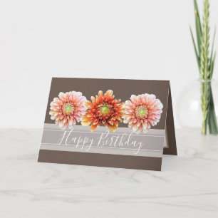 Carte Beau Bouquet Floral Orange Dahlias Anniversaire