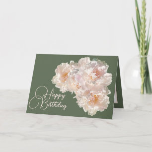 Carte Beau Bouquet Floral Peonies roses Anniversaire