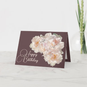 Carte Beau Bouquet Floral Peonies roses Anniversaire