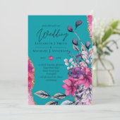 Carte Beau BUDGET Rose Turquoise Floral Agate Mariage (Debout devant)