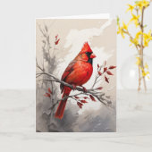 Carte Beau cardinal rouge sur la peinture des membres d' (Fleur jaune)