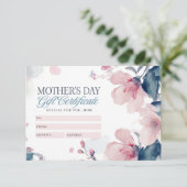 Carte Beau certificat cadeau de fête des mères florales (Debout devant)