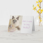 Carte Beau chat juste une note pour dire bonjour la (Fleur jaune)