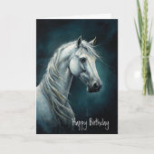 Carte Beau Cheval Blanc - N'importe quel âge Joyeux Anni (Devant)