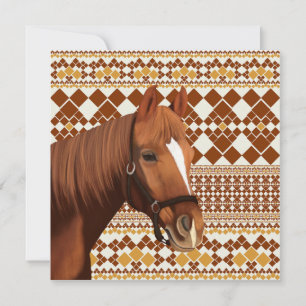 Carte Beau cheval Brown sur Motif géométrique Earthy