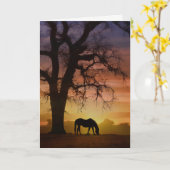Carte Beau Cheval dans Sud-Ouest Sunset Anniversaire (Fleur jaune)