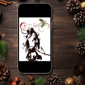 Carte Beau Cheval et vacances d'hiver Holly Noël