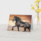 Carte Beau Cheval Noir (Fleur jaune)