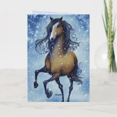 Carte Beau Cheval Whimsical Hivernal Anniversaire (Dos)