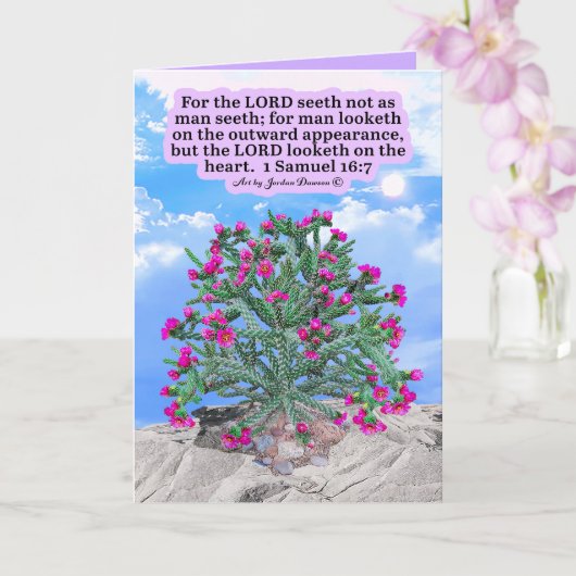 Carte Beau Cholla Cactus Écriture 1 Samuel 16:7 (Orchidée)